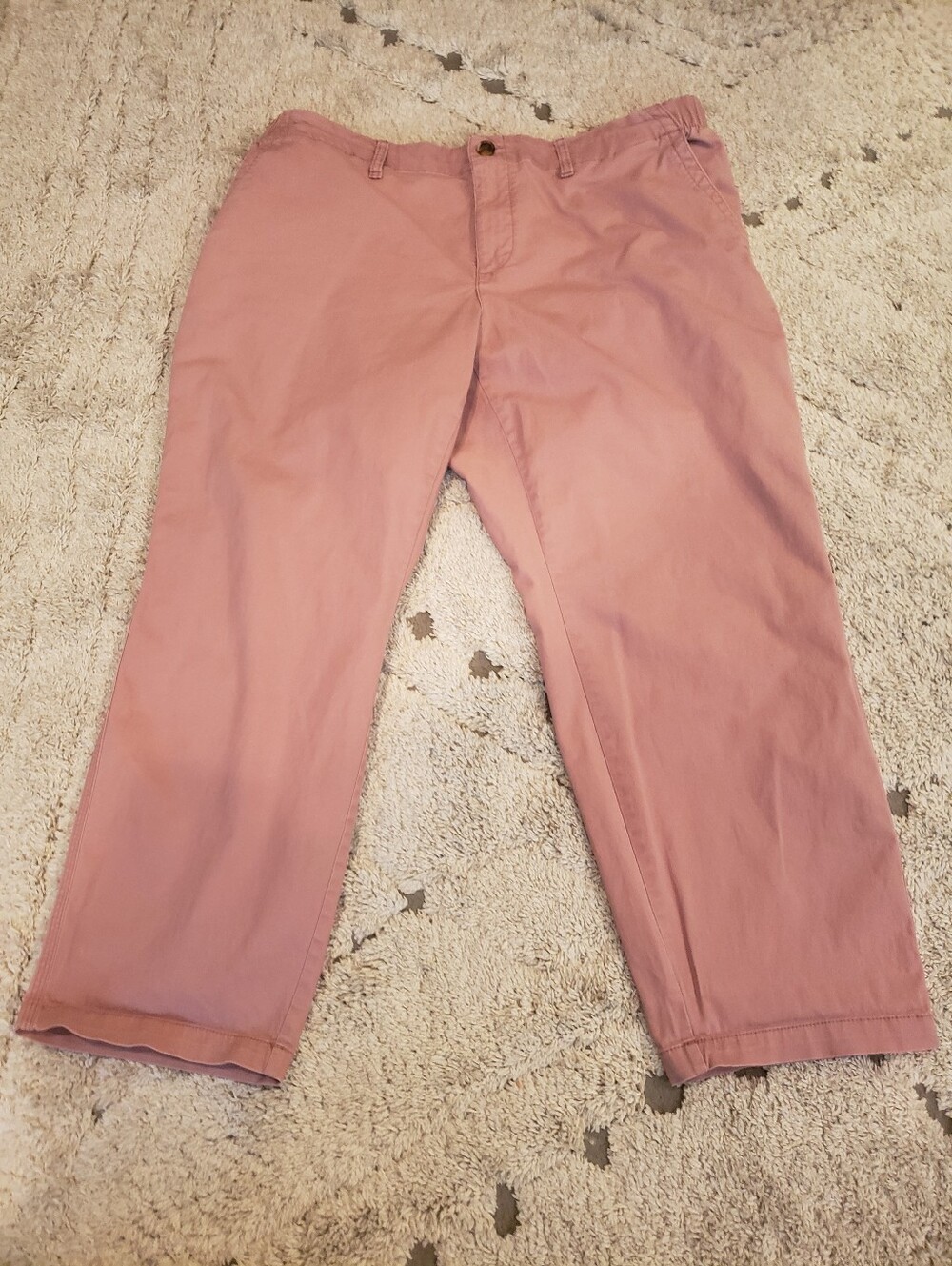 Old Navy Cropped Pants Womens 2X Pink Rose High Rise Stretch Elastic Waist EUC
